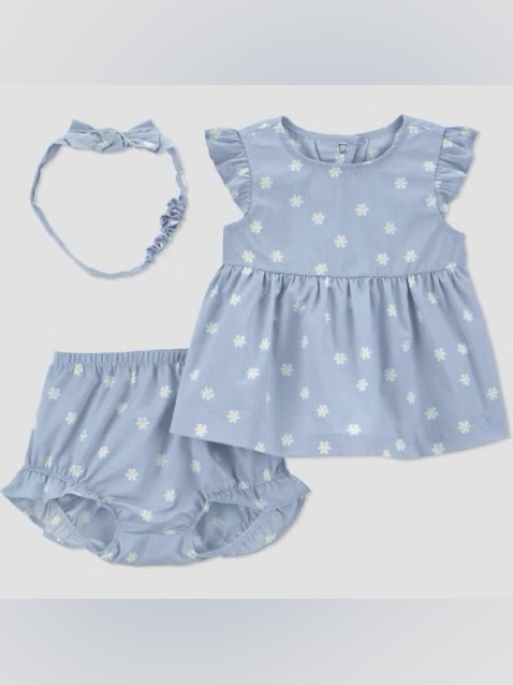NWT Carter's Blue Daisy Flutter-Sleeve Top and Bloomers
